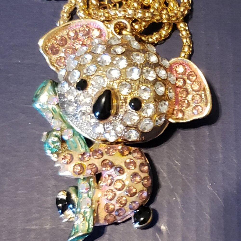 Betsey Johnson Brand New Rhinestone Koala Necklace